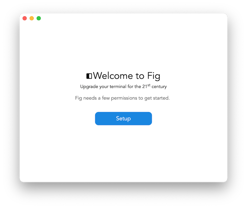 Fig初回起動時のセットアップのウェルカム画面