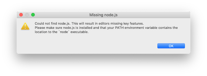 EclipseでNode.jsエラー、 Missing node.js. Could not find node.js