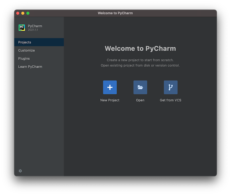 PyCharmで初めてのプロジェクト新規作成